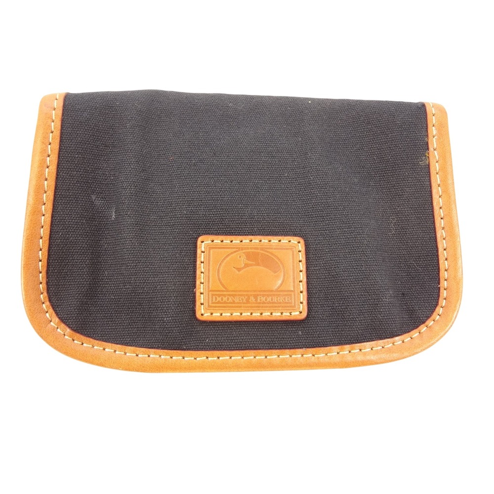 Dooney & Bourke Cabriolet Wristlet Pouch Small Black Excellent Canvas Leather - Picture 2 of 3